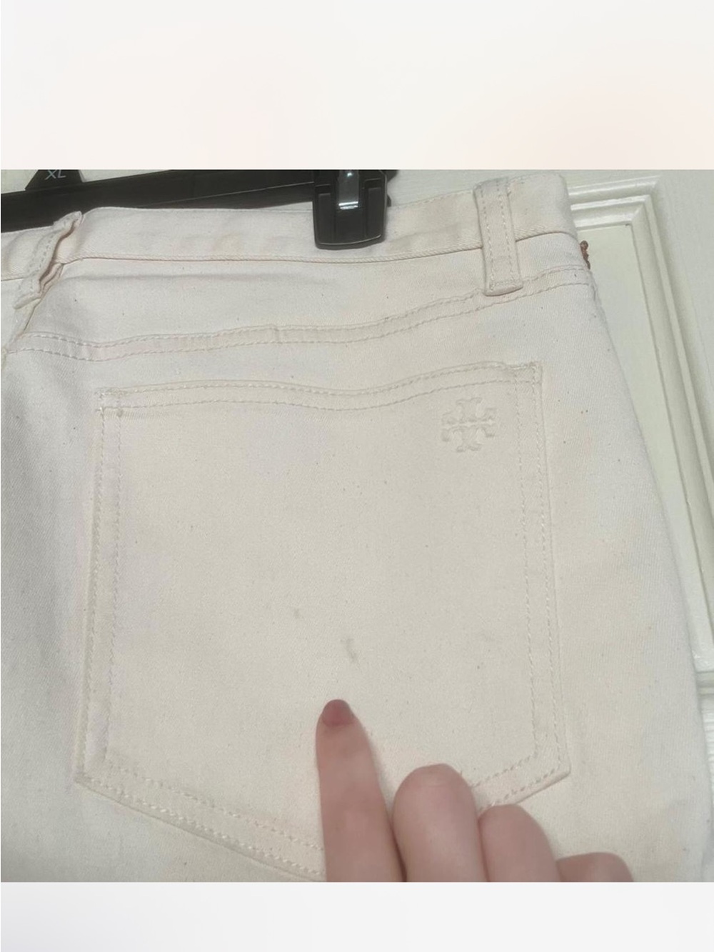 Tory Burch Sandy Off White Cropped Jeans Ribbon Embroidery size 30 - Picture 4 of 8